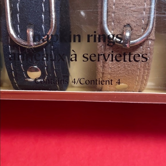 Pier 1 Novelty Suede Red, Blue, Green & Tan Watch Band Napkin Ring Holders - Picture 3 of 6